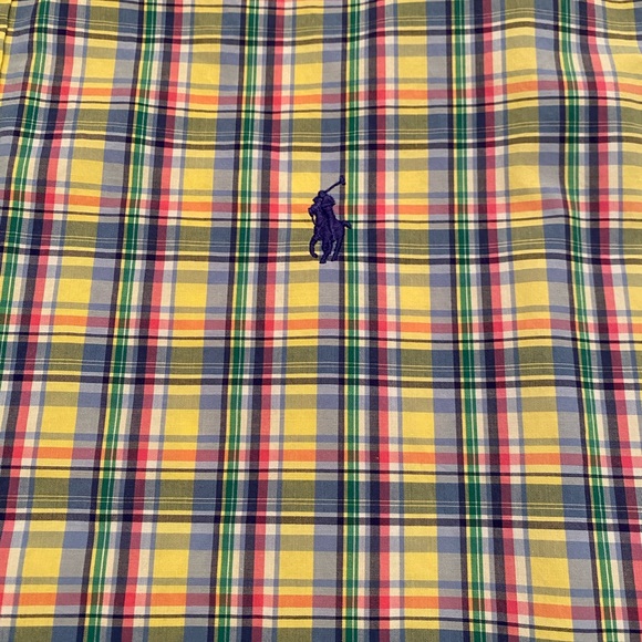Ralph Lauren Men's Yellow and Blue Plaid Shirt - Picture 5 of 8